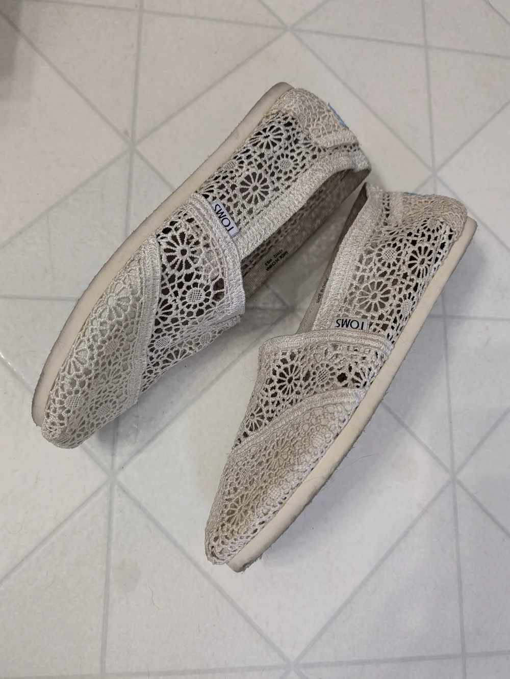 TOMS Women's Crochet Slip-On Shoes - Ivory